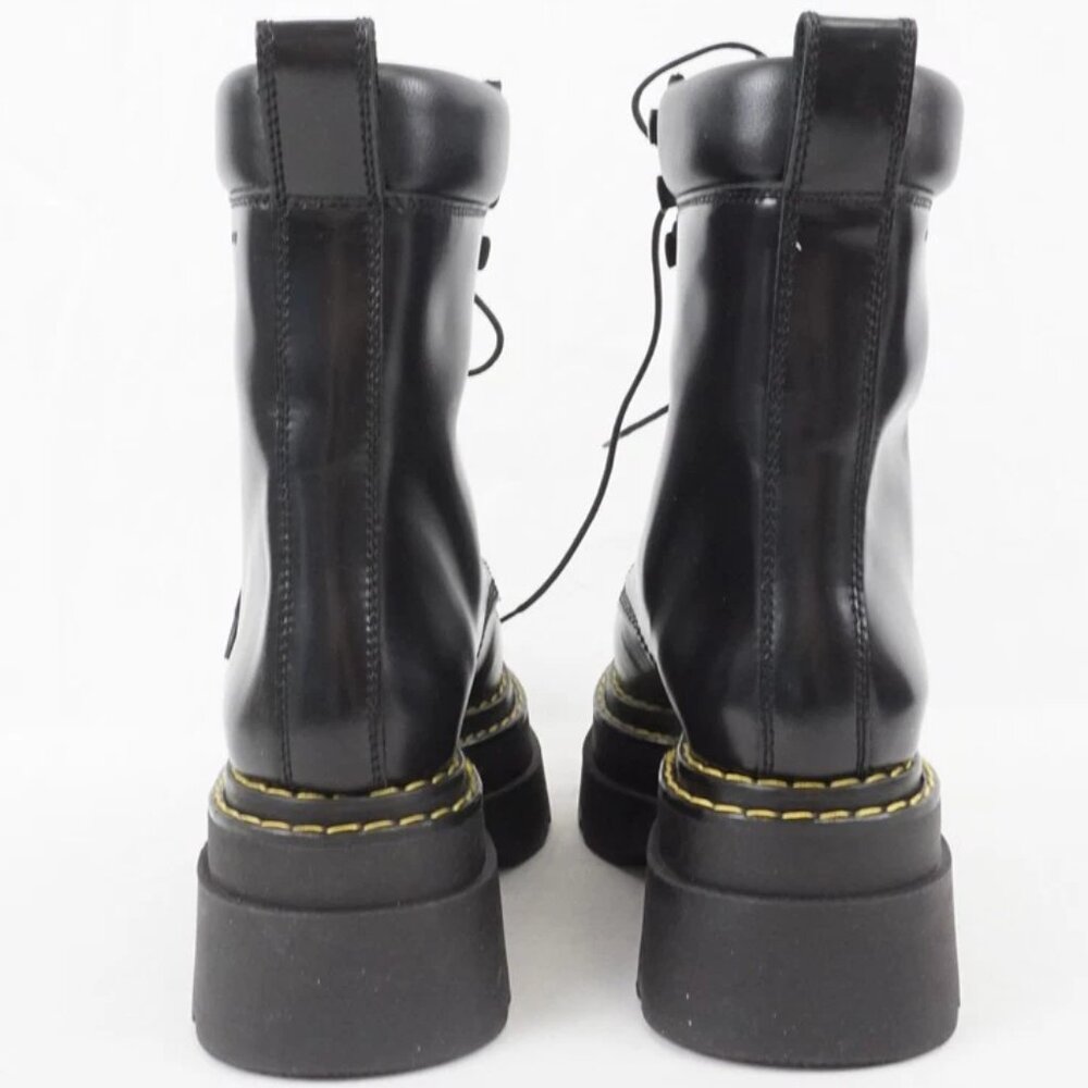 Alexander Wang Atlas Leather Lace-Up Platform Combat Rugged Boots in Black - Picture 6 of 16